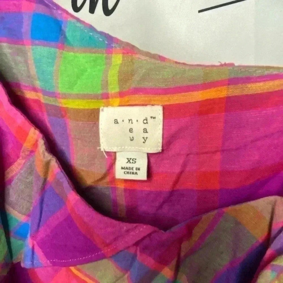 NWOT A New Day Linen Madras Plaid Asymmetrical Tank - Picture 5 of 5